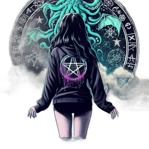 jacket, creature, cyberpunk, fantasy art transparent PNG cut-out