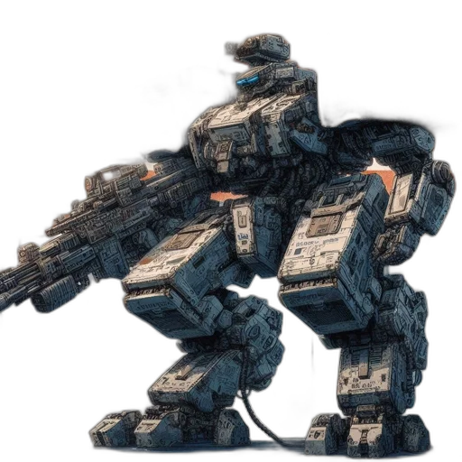 robot, weapon, concept art, 3d render transparent PNG cut-out