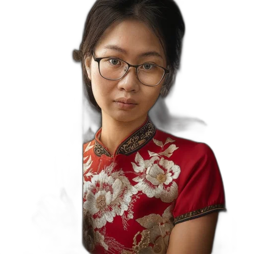 dress, face, staff, jewelry transparent PNG cut-out