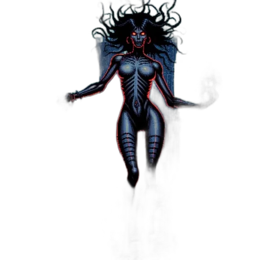 creature, hair, mask, staff transparent PNG cut-out