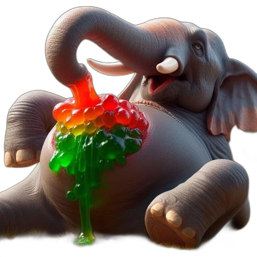 flower, 3d render, elephant, sits transparent PNG cut-out
