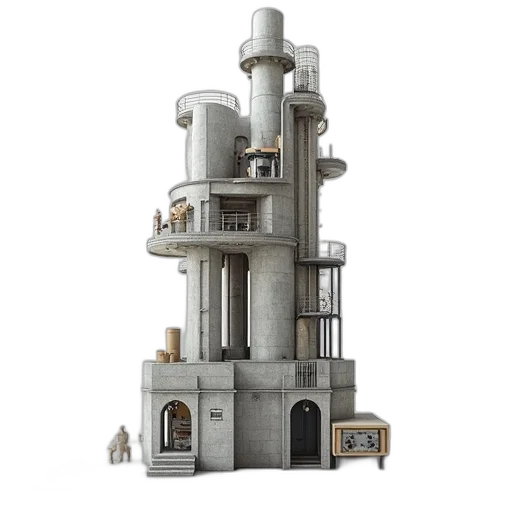 building, 3d render, concept art, test transparent PNG cut-out