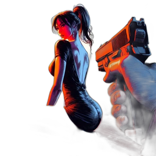 weapon, concept art, cyberpunk, comic book art transparent PNG cut-out