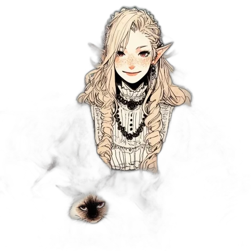 hair, flower, jewelry, staff transparent PNG cut-out