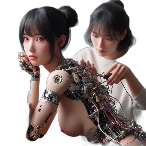 robot, jewelry, cyberpunk, 3d render transparent PNG cut-out