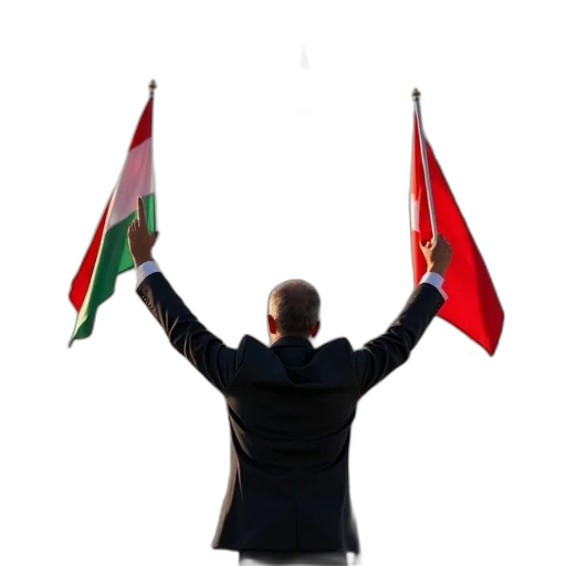 politician, waves, flags, while transparent PNG cut-out