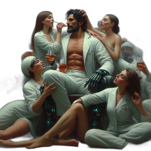 concept art, cyberpunk, oil painting, photorealistic transparent PNG cut-out