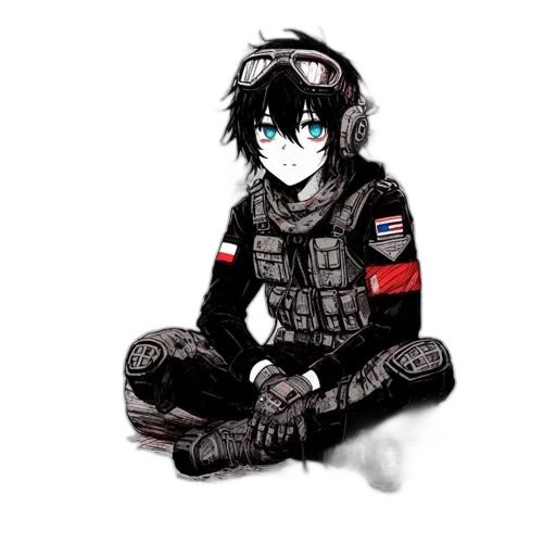robot, mask, jacket, staff transparent PNG cut-out
