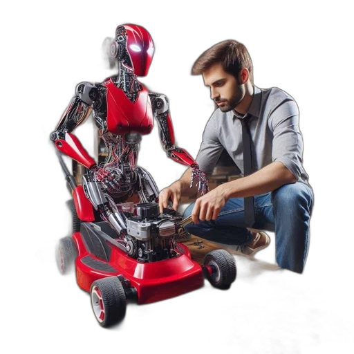robot, concept art, 3d render, man transparent PNG cut-out