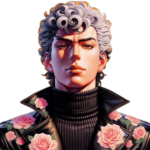 jacket, crown, face, flower transparent PNG cut-out