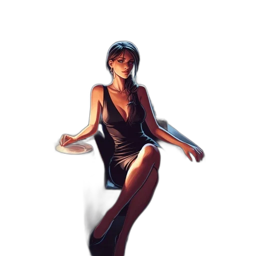 dress, concept art, comic book art, cyberpunk transparent PNG cut-out