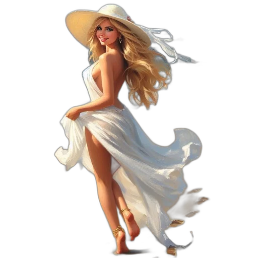 dress, hat, fantasy art, concept art transparent PNG cut-out