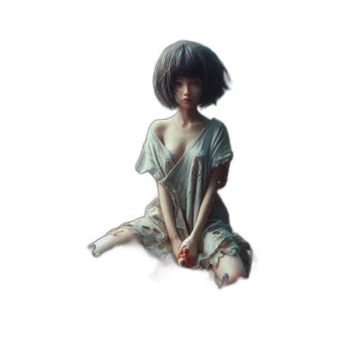 dress, creature, hair, face transparent PNG cut-out