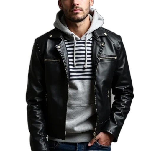 jacket, photorealistic, monochrome, man transparent PNG cut-out