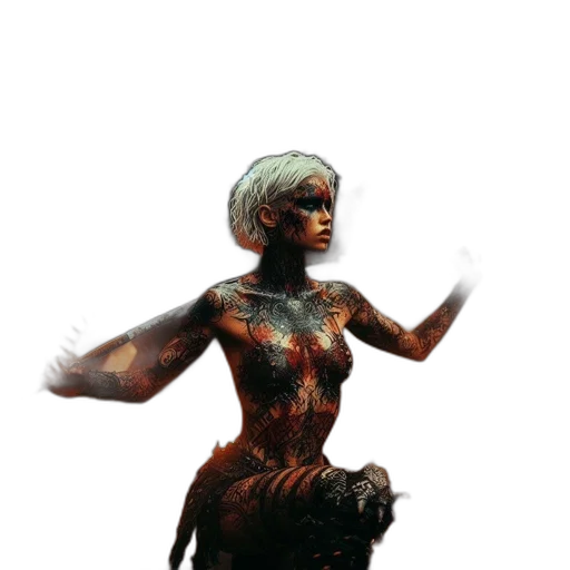 dress, creature, staff, crown transparent PNG cut-out