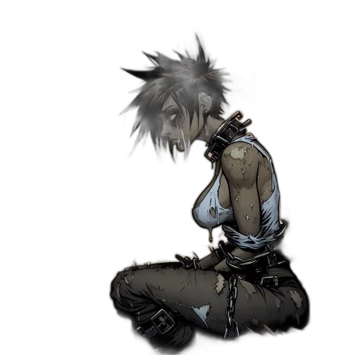 jacket, creature, staff, hair transparent PNG cut-out