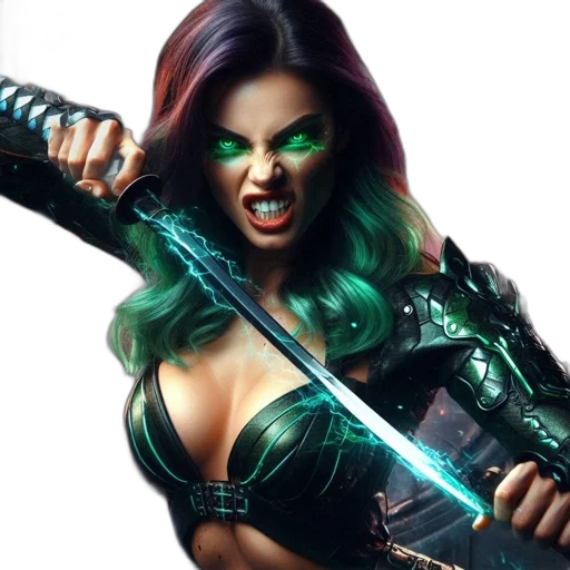 comic book art, concept art, fantasy art, green transparent PNG cut-out