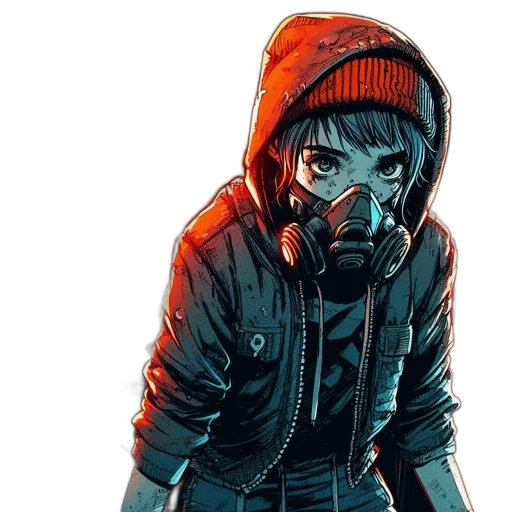 jacket, mask, comic book art, concept art transparent PNG cut-out