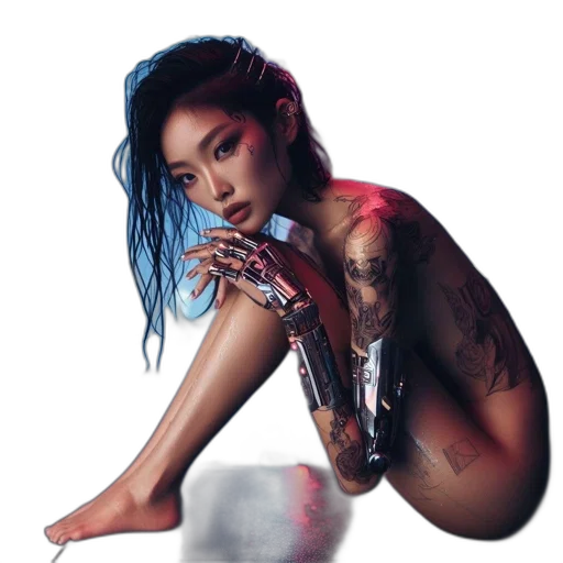 cyberpunk, photorealistic, concept art, neon lights transparent PNG cut-out