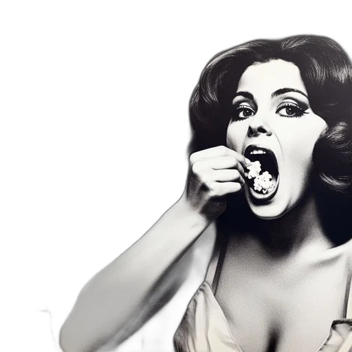 food, photorealistic, displays, woman transparent PNG cut-out