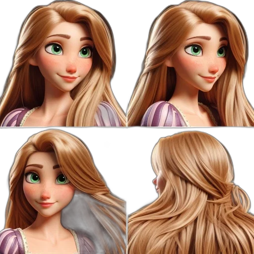 hair, face, photorealistic, 3d render transparent PNG cut-out