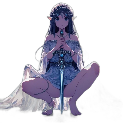 dress, sword, staff, crown transparent PNG cut-out