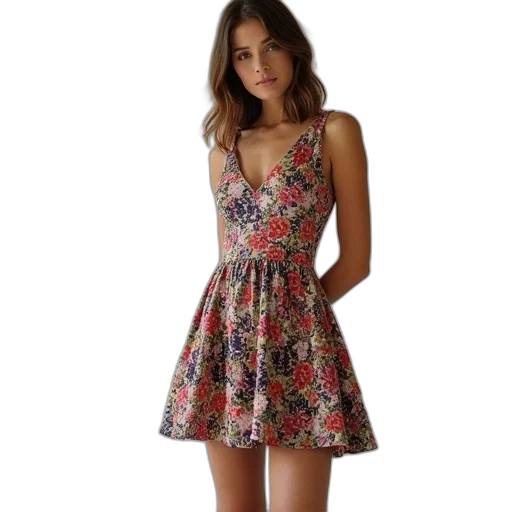 dress, line, mini, printed transparent PNG cut-out