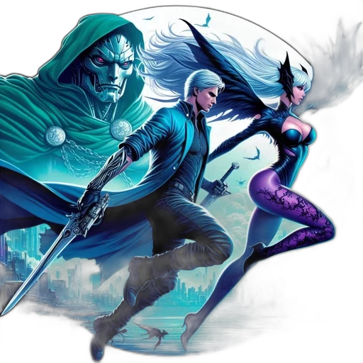 concept art, comic book art, fantasy art, underwater transparent PNG cut-out