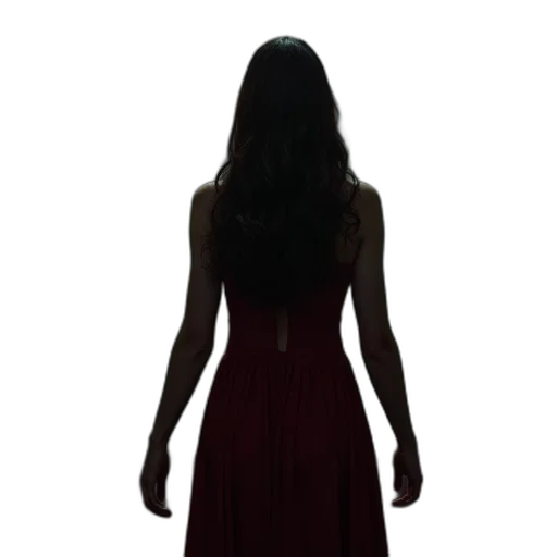 dress, face, hair, staff transparent PNG cut-out