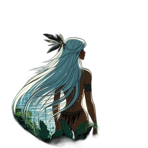 hair, dress, creature, fantasy art transparent PNG cut-out