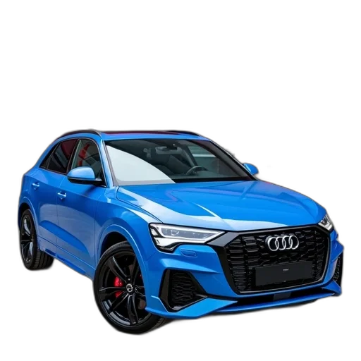 car, 3d render, photorealistic, blue transparent PNG cut-out