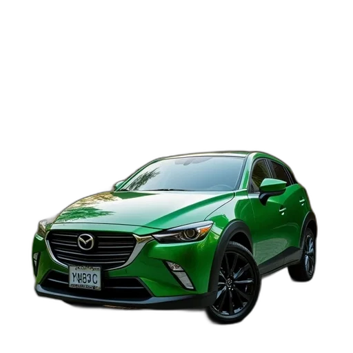 car, 3d render, photorealistic, green transparent PNG cut-out
