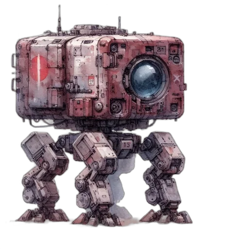 robot, weapon, concept art, 3d render transparent PNG cut-out