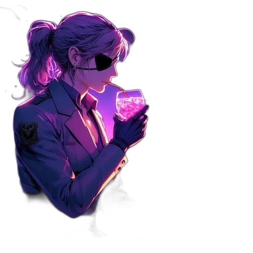 jacket, staff, mask, cyberpunk transparent PNG cut-out