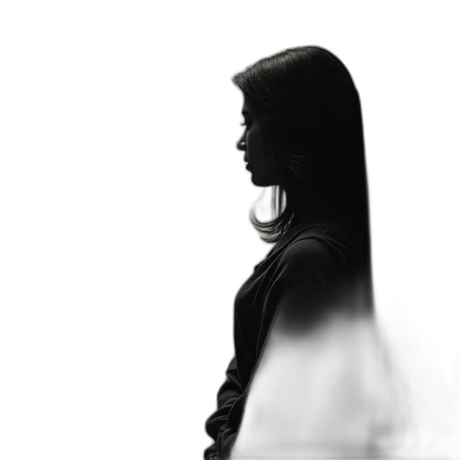face, hair, dress, staff transparent PNG cut-out
