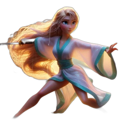 dress, hair, concept art, 3d render transparent PNG cut-out