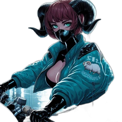 jacket, weapon, staff, mask transparent PNG cut-out