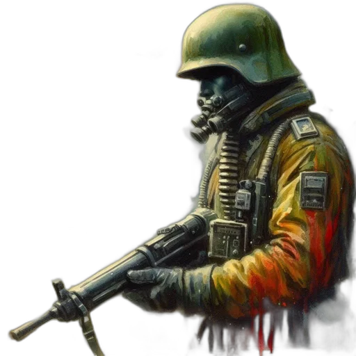 jacket, weapon, staff, robot transparent PNG cut-out