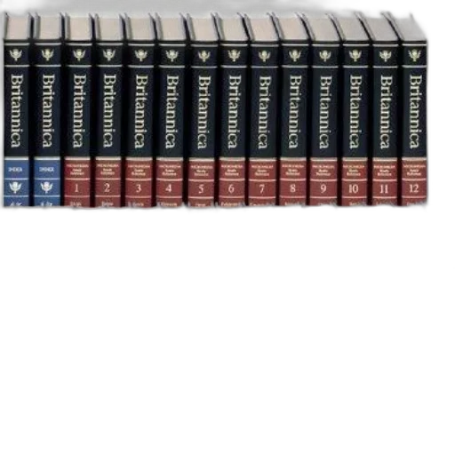 collection, britannica, books, arranged transparent PNG cut-out