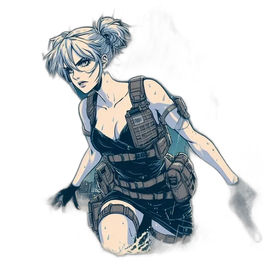 dress, weapon, concept art, cyberpunk transparent PNG cut-out