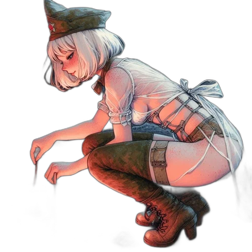 dress, hat, creature, staff transparent PNG cut-out