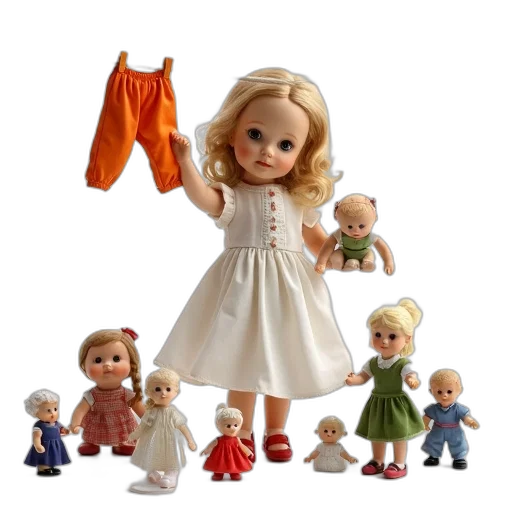dress, 3d render, porcelain, doll transparent PNG cut-out