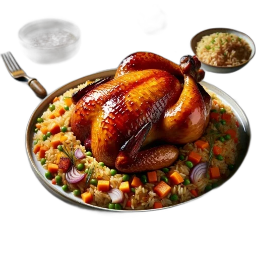 food, photorealistic, 3d render, roasted transparent PNG cut-out