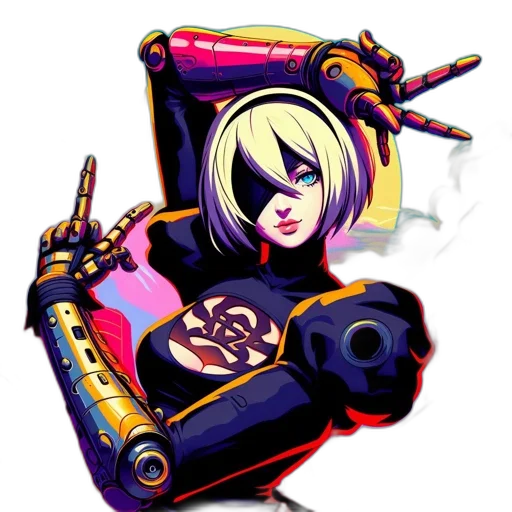 robot, weapon, staff, jacket transparent PNG cut-out