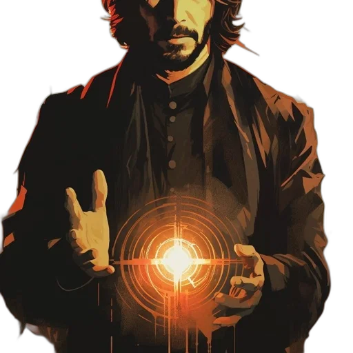 jacket, staff, weapon, comic book art transparent PNG cut-out