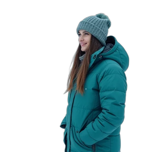 jacket, hat, snow, green transparent PNG cut-out