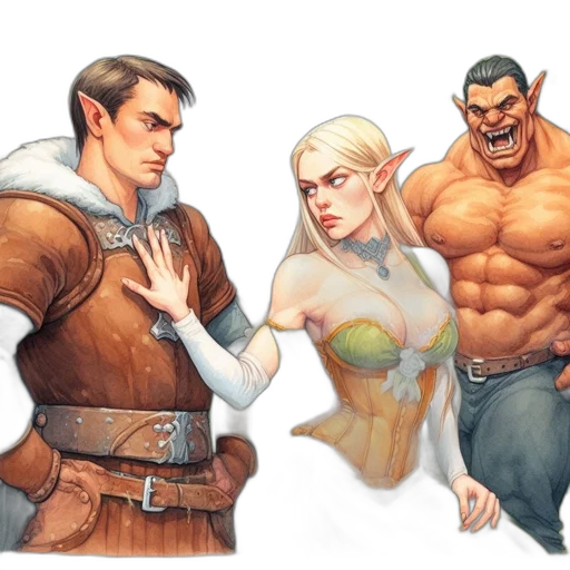 concept art, fantasy art, comic book art, watercolor transparent PNG cut-out