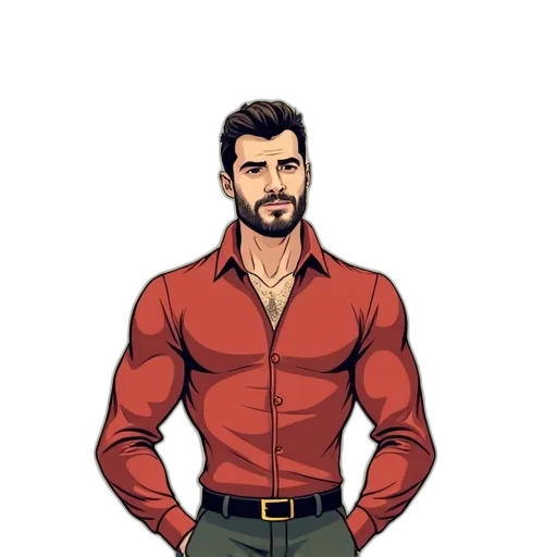 jacket, staff, comic book art, cartoon transparent PNG cut-out