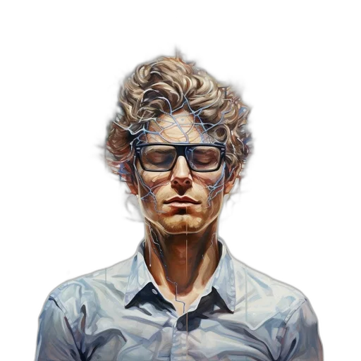 face, jacket, staff, photorealistic transparent PNG cut-out