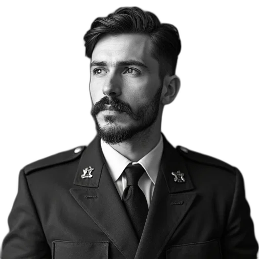 jacket, staff, face, hat transparent PNG cut-out